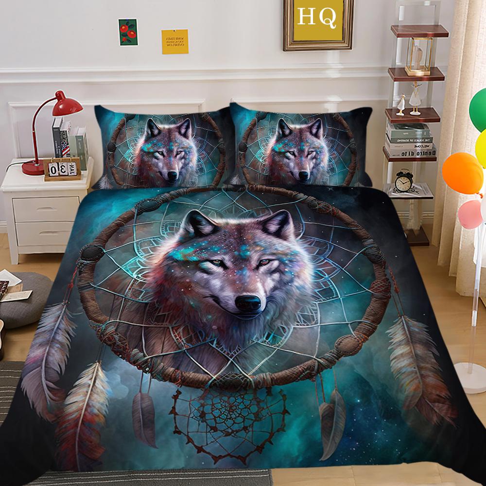 Домашнее постельное белье с принтом волка, комплект постельного белья из микрофибры королевского размера, мужской мягкий домашний текстиль высокого качества