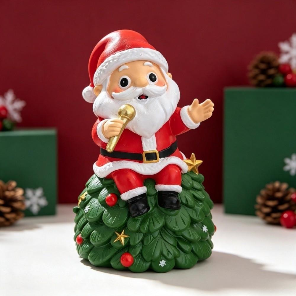 Resin Santa Claus Figurine Festive Santa Statue Christmas Desktop Ornament Entryway Decor
