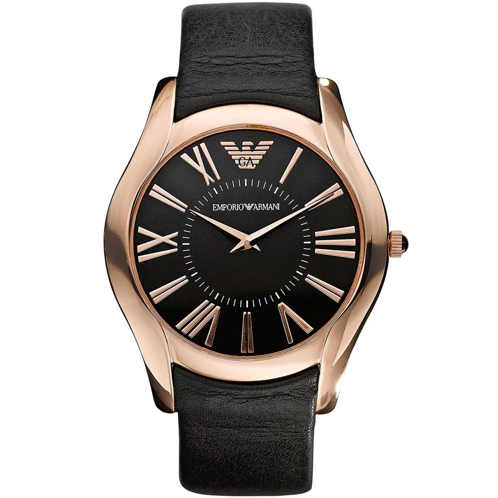 Emporio Armani Men's Valente Quartz Watch Black Dial Leather 43mm AR2043