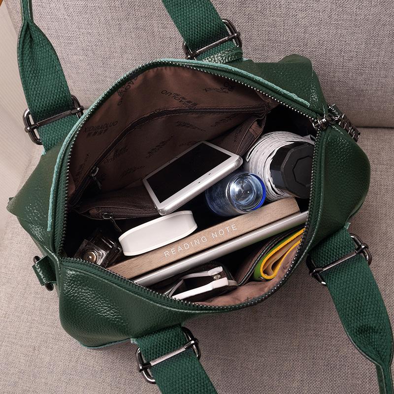 Johnature Fashion Handbag Versatile Women Leather Bag Casual Solid Color Large Capacity Shoulder & Crossbody Bags