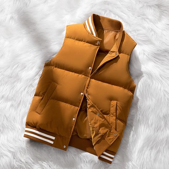 Осенне-зимний мужской жилет, ветрозащитный жилет с воротником-стойкой, свободная куртка без рукавов с хлопковой подкладкой для повседневной носки