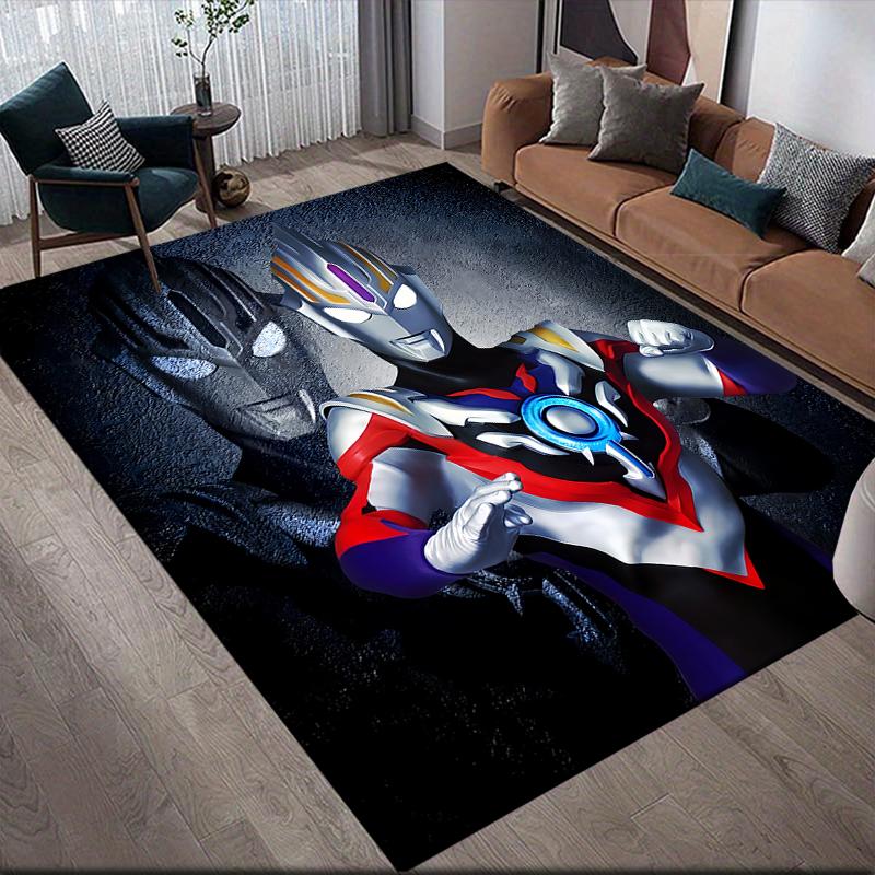 Ultraman battle scene artwork Square Area Rug, Non-Slip Floor Mat for Living Room, Perfect Gift for Ultraman Fans.chl