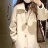 Long-Length Thickened Mid-Length Woolen Outer Wear for Women Button Design Autumn Winter Elegant Coat
