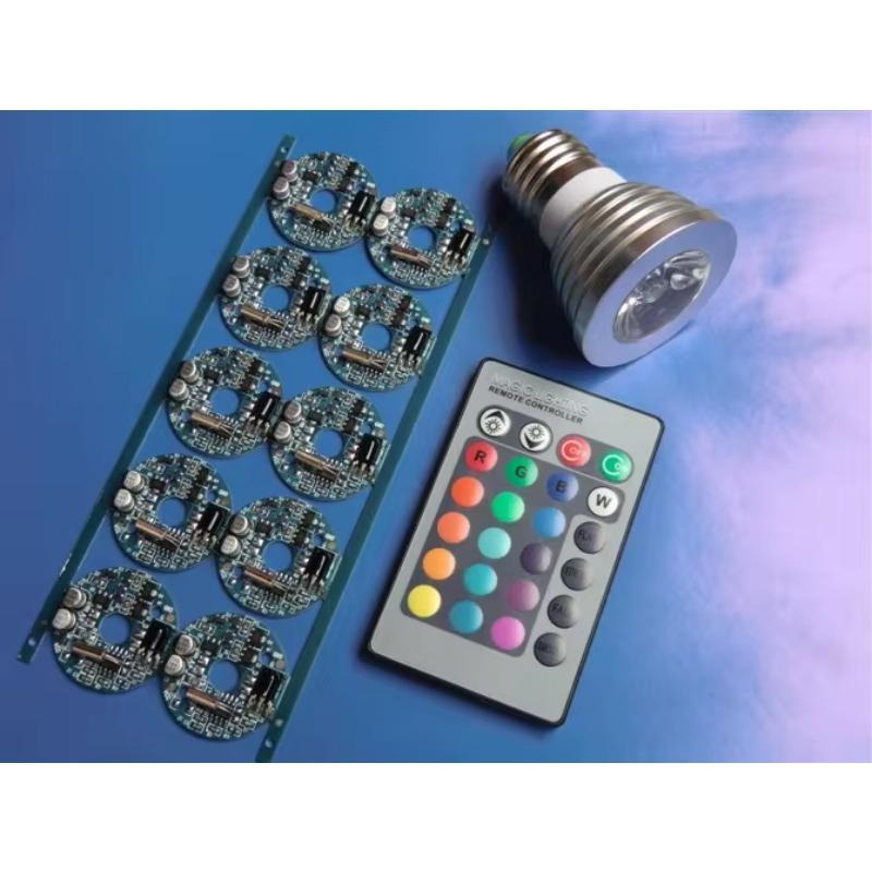 Новый светодиодный точечный светильник 3 Вт RGB E27/E14/MR16/B22/GU5.3, 16 цветных лампочек + 24 клавиши, ИК-пульт дистанционного управления
