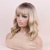 Pink Blond Dark Brown Synthetic Wigs Short Wavy Bob Wigs with Bangs for Women Daily Cosplay Natural Hair Wig Heat Resistant Fiber