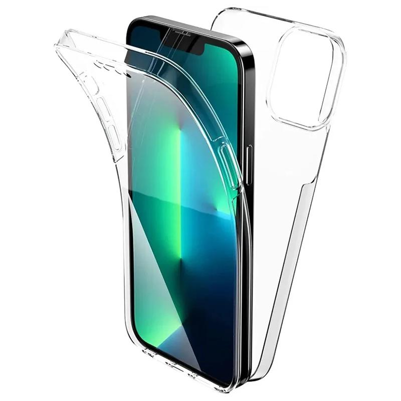 Чехол на весь корпус на 360 градусов для iPhone 15 14 Pro Max 13 12 Pro 11 XS, двухсторонний силиконовый прозрачный чехол из ТПУ, мягкий чехол для телефона Fundas