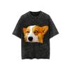 Eye Rolling Corgi Printed Tshirt Minimalist Womens Daily Casual Round Neck Tshirt Cute Washed Tshirt Unisex Womens Top