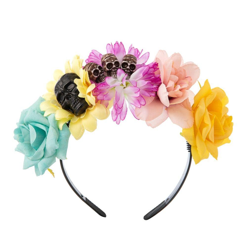 День Мертвых Мексиканский Роза Цветок Корона Ободок Свадебный Цветочный Головной Убор Модный Головной Убор Женщины