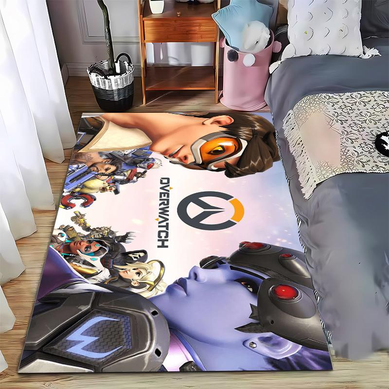 Фланелевый ковер с принтом фракций Overwatch, нескользящий, подходит для декора спальни, гостиной, детской комнаты