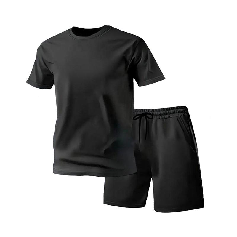 Mens Breathable Mesh 2-Piece Sportswear Set - Short Sleeve Tee Shorts Running Casual Wear