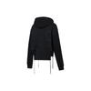 Li Ning Plain Color Hooded Drawstring Long Sleeve Sweatshirt With Back Pattern Print Women Sweatshirt Black AWDS948-2
