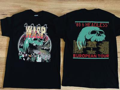 WASP HEADLESS 1989 Tour T-Shirt 80-90s Wasp Headless Double Sided T-Shirt