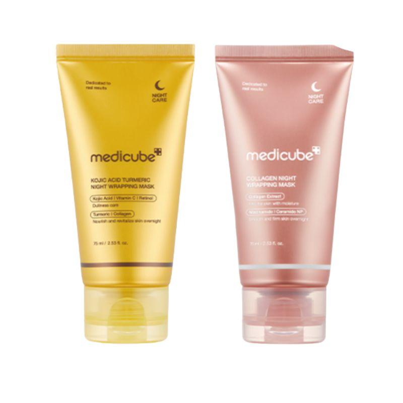 Medicube Water Glow Vita Toning Обертывающая Маска Дуо Набор с Койевой Кислотой Куркумой Ночная Маска 2.0 + Коллагеновая Ночная Обертывающая Маска 75 мл + 75 мл