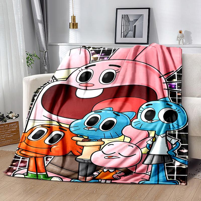 1pc Blanket The Amazing World of Gumball Print Design, Lightweight Blanket for Sofa, Bed- Soft &Warm, Gift for All Seasons like Christmas, Halloween