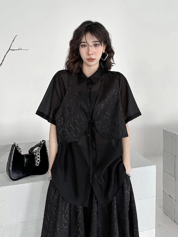 Xitao Комплект однотонной юбки, женский свободный комплект из двух частей для похудения LYD1849