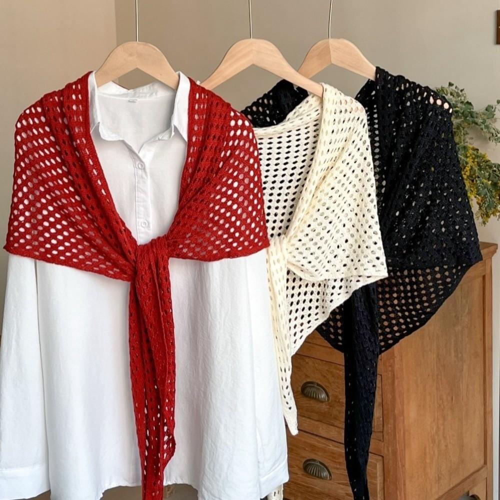Solid Color Triangle Scarf Shawl Breathable Women Shawl Wrap Fashion Knitted Scarf