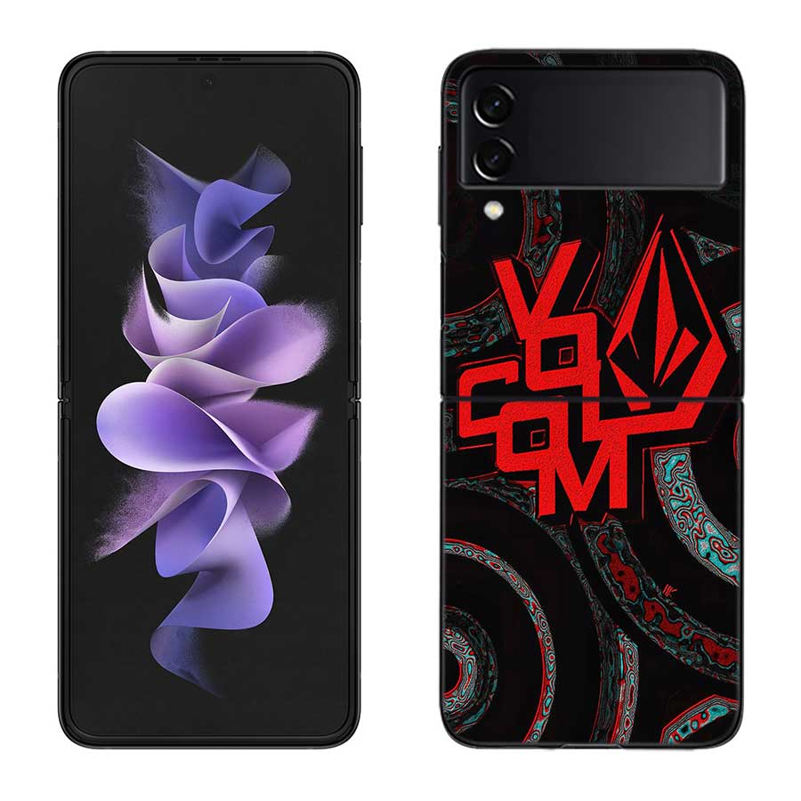 Volcom Logo Phone Case For Samsung Z Flip 7 6 5G Galaxy Z Flip 5 4 3 Black Hard Cell Cover Luxury PC Shell Coque
