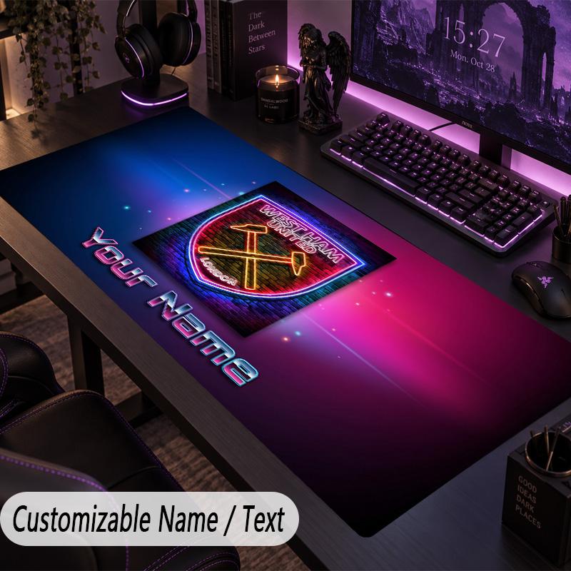 Large Mouse PadWest Ham United football Custom Name Text Personalized Desk Mat Non Slip Gaming Pad