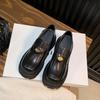 Loafers 2025 New Wind Muffin Platform Single Shoes Casual Retro Polishing One-pedal Gold Coin Small Leather Shoes