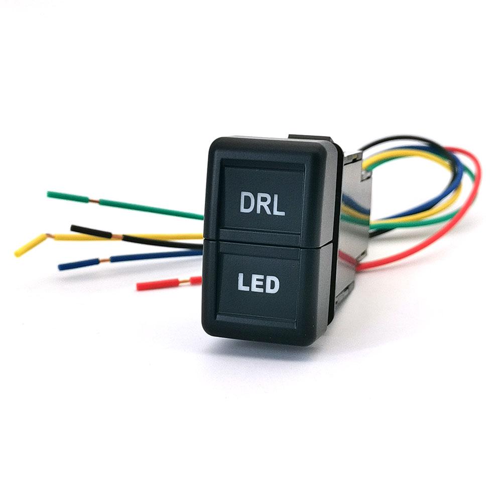 1PC Dual Button Switch Fit for ISUZU 700P Car Fog Light LED DRL Spotlight Radar Switch with Wire Car Interior Accessories
