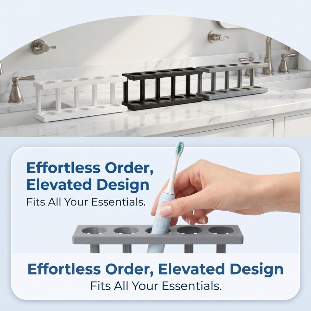 No Drilling Toothbrush Holder Multi-Slot Design Storage Rack Pencil Holder  Bathroom Countertop