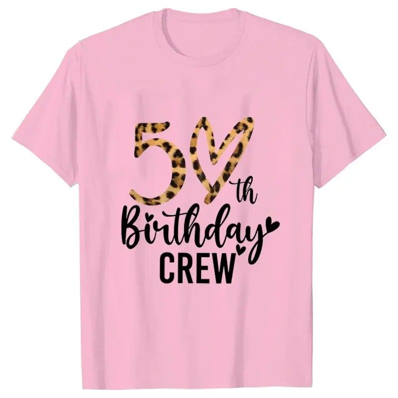 Женские футболки на 50-й день рождения, футболка Birthday Squad Crew, глава Hello 50, великолепные топы с леопардовым принтом, летняя футболка Harajuku