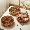 Plastic Rattan Food Fruit Tray Plate Handwoven Storage Basket Picnic Afternoon Tea Snack Plate Kitchen Compartment Tray