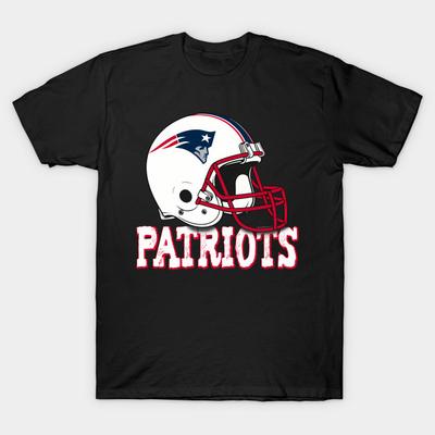 Мужская черная футболка с принтом New England Patriots Football Винтажный логотип шлема Печать на трансферной бумаге без вырезания Хлопковая футболка