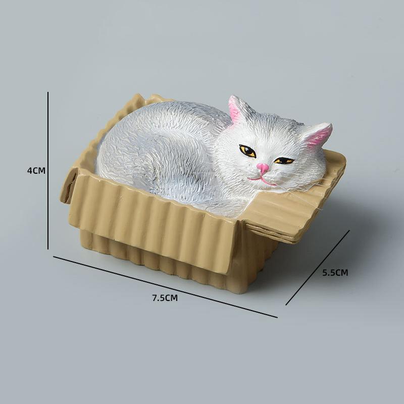 Фигурка кошки, спящей в коробке, из смолы, милая, кавайная, настольное украшение для приборной панели автомобиля, спальни, гостиной
