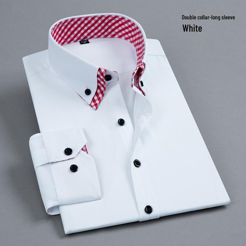 Мужская не требующая глажки, устойчивая к сминанию, рубашка в стиле бизнес-кэжуал с длинным рукавом и цветными блоками