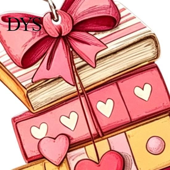 Stylish Acrylic Jewelry 1 Pair Book Earrings for Women, Vintage Stacking with Pink Lightweight Daily Bow And Heart, Funny Dangle Jewelry, Back