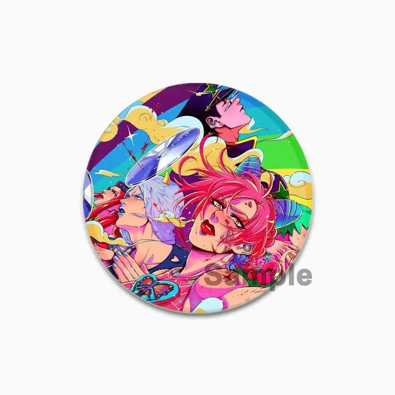 32/44/58 мм JoJo's Bizarre Adventure Значок для рюкзаков Круглые пластиковые эмалированные значки и броши Креативный значок в виде мультяшной фигурки Подарки