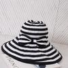 Women's Striped Wide Brim Sun Hat - UV Protective, Foldable Bucket Hat for Spring/Summer