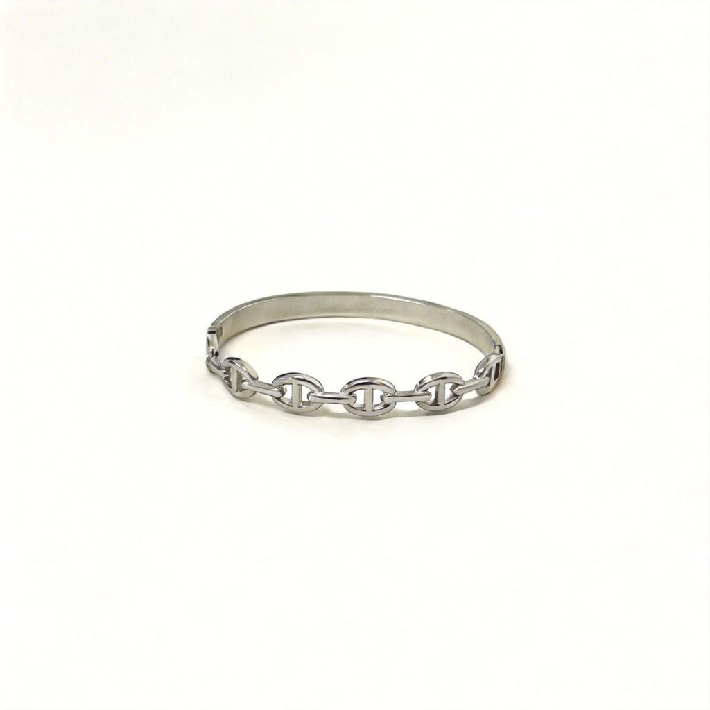 Gold Color Snap-on Cutout Bangle Stainless Steel Letter D Bracelet for Women Fashion Jewelry Gift 60mm
