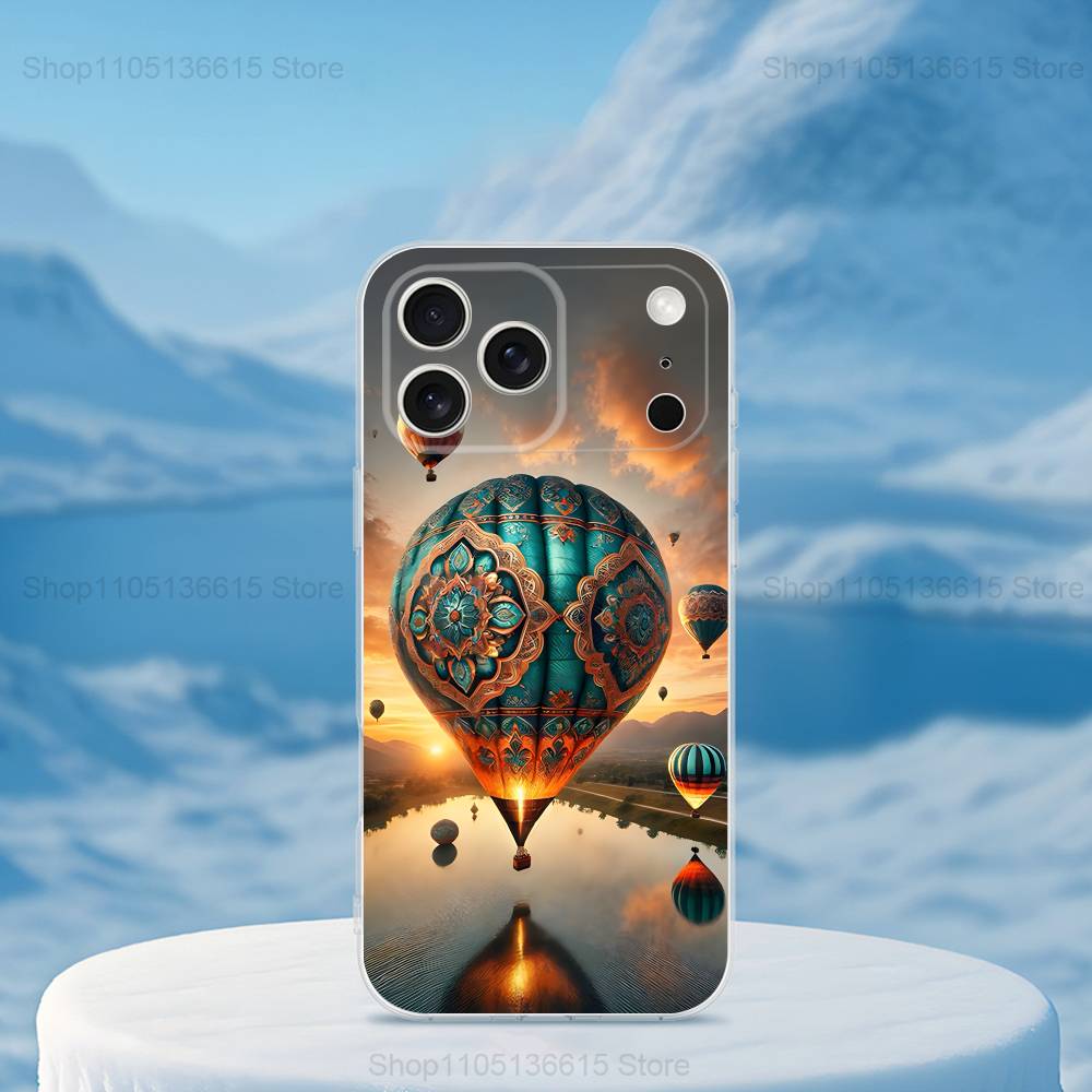 Cute Hot Air Balloon For iPhone Max,14,16,X,13,XR,SE,12,15,Pro,17,Plus,11,XS,Mini Transparent Soft Cover Case