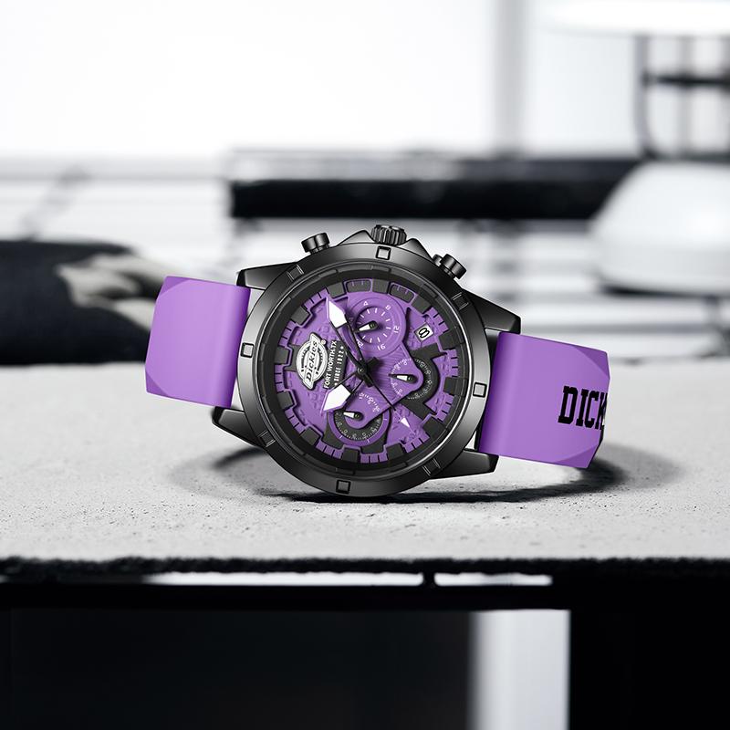Dickies Quartz Watch Silicone Strap White Dial Trendy Versatile Three Eye Six Needle Waterproof Watch Unisex watches CL-483SY