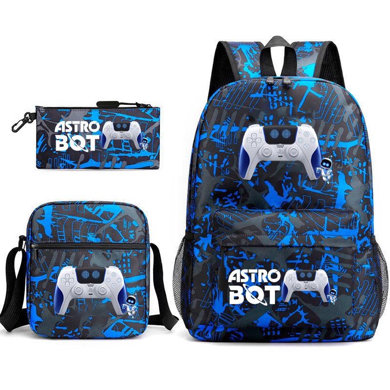 Teen Schoolbag, Universe Robot, Primary School Student Starry Sky Personality Heat Transfer Backpack Three-piece Set
