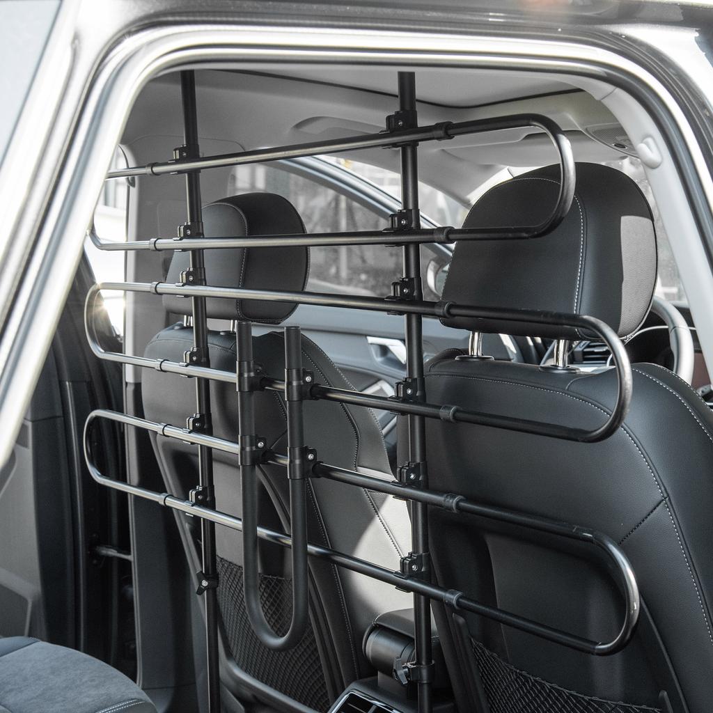 Adjustable Car Dog Guard, Width: 87-135 cm, Height: 85-120 cm, Universal Steel Safety Barrier, for Car Boot for Dogs, Black