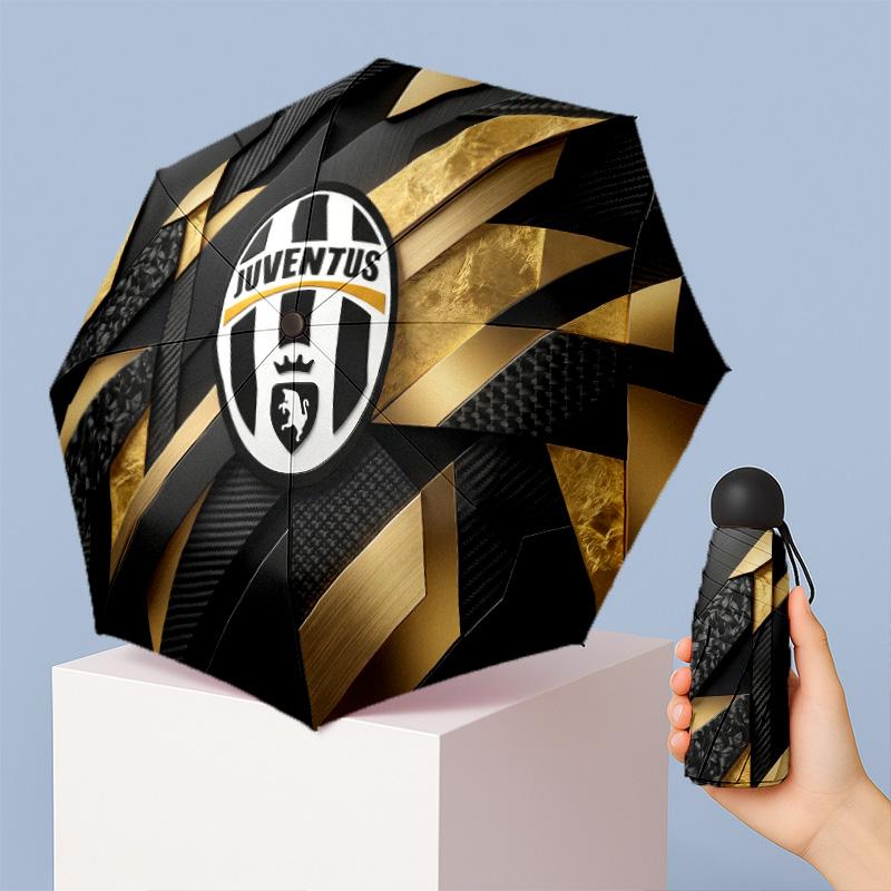 Компактный складной зонт Juventus FC с принтом, 5 сложений, 8 спиц, ветрозащитный, водонепроницаемый, легкий, портативный