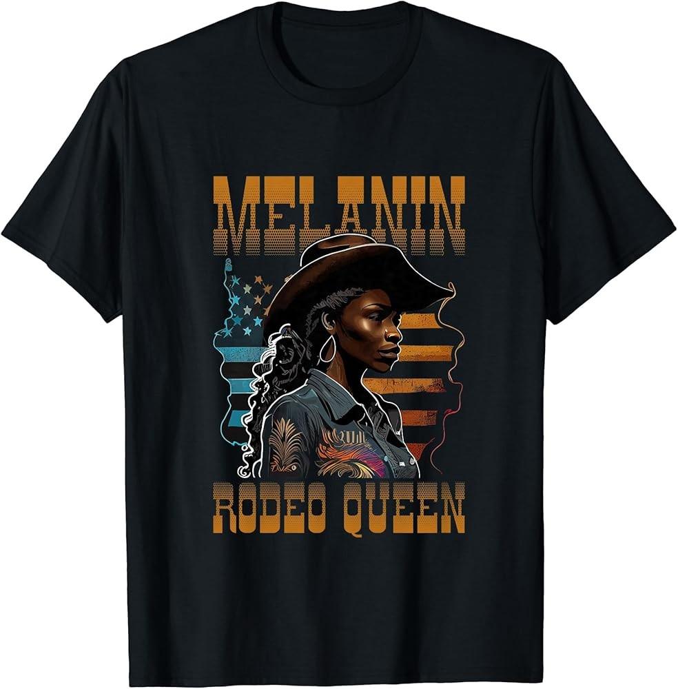 Melanin Rodeo Queen Country African-American T-Shirt 3