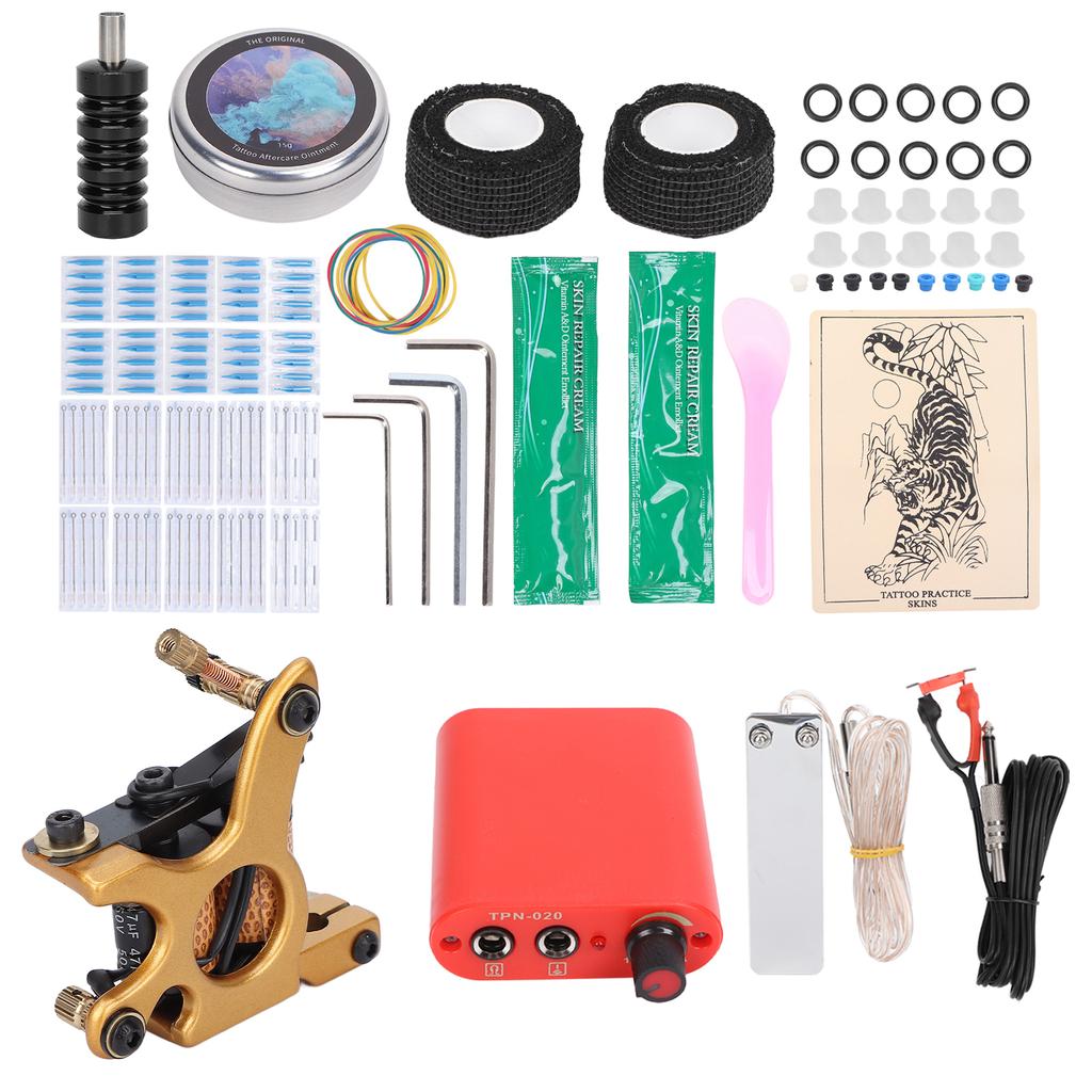 Complete Tattoo Kit Tattoo Power Supply 10 Wrap Liner Coil Tattoo Machine for Beginners 90‑265VUS