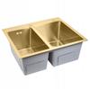Toby Gold Brushed Double Bowl Inset Sink 56x48cm