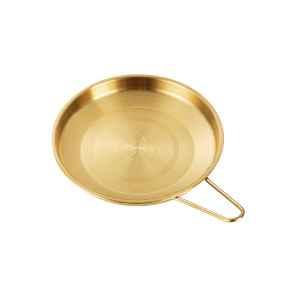 with Handle Stainless Steel Plates Round Serving Plate Tableware Barbecue Dish Outdoor Dining