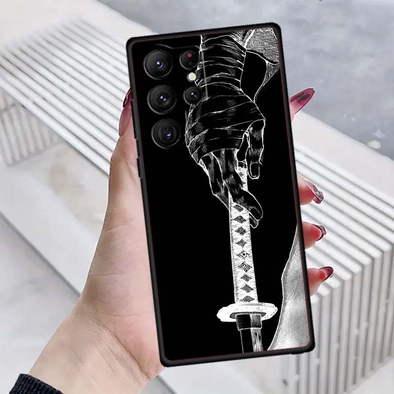 Мечник в древнем стиле Для Samsung Galaxy S26 S25 S24 S23 S22 S21 S20 Ultra Plus FE 5G Черный Мягкий ТПУ Чехол для телефона