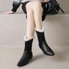 Мода 2025 Новая мода Ретро стиль Женские шерстяные зимние ботинки с круглым носком Зимние теплые короткие ботильоны Женские на высоком каблуке На молнии Базовые ботинки