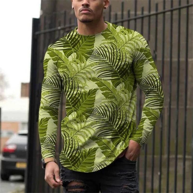 Мужская футболка с длинным рукавом на весну и осень, мужская свободная толстовка с круглым вырезом, 3D-принт, топ с длинным рукавом