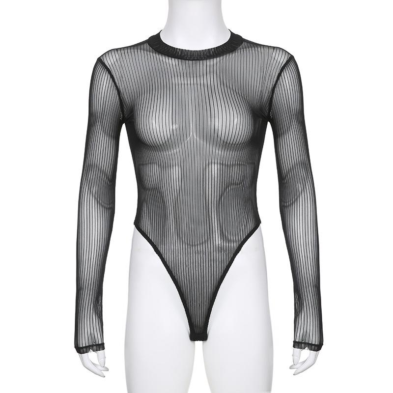 Прозрачный комбинезон с открытой спиной, прозрачный, женский, однотонный, черный, футболка, летняя, элегантная, сексуальная, уличная одежда