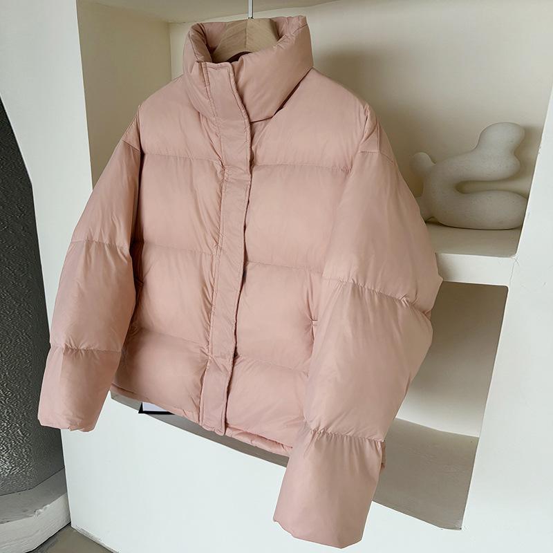 95% белого утиного пуха, высококачественная короткая женская куртка-пуховик 2024 года, зимняя, утолщенная, с воротником-стойкой, повседневная, теплая, для хлеба