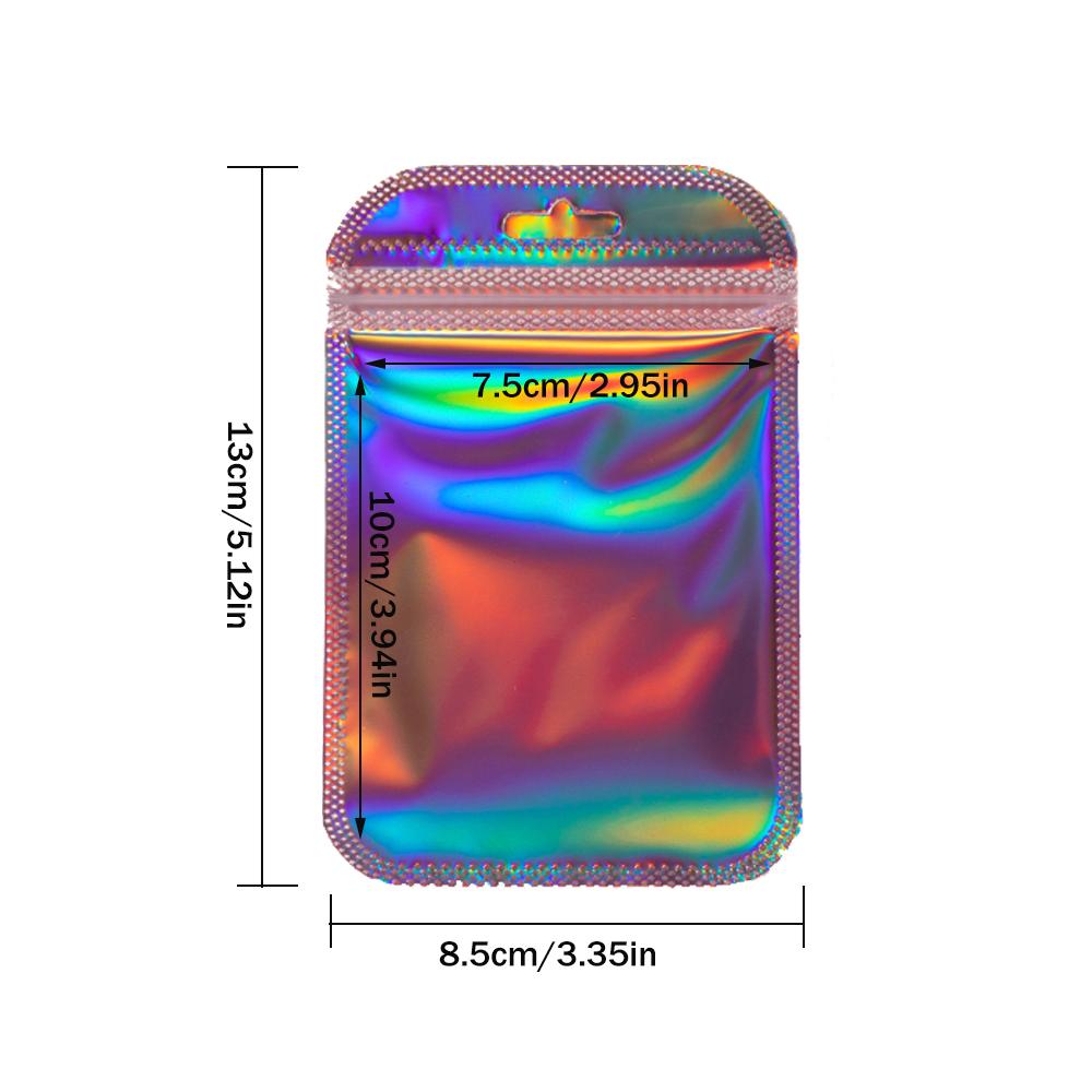 50 шт. голографический лазерный прозрачный пластиковый мешок для ювелирных изделий на молнии для хранения бусин в подарок для малого бизнеса упаковочные материалы