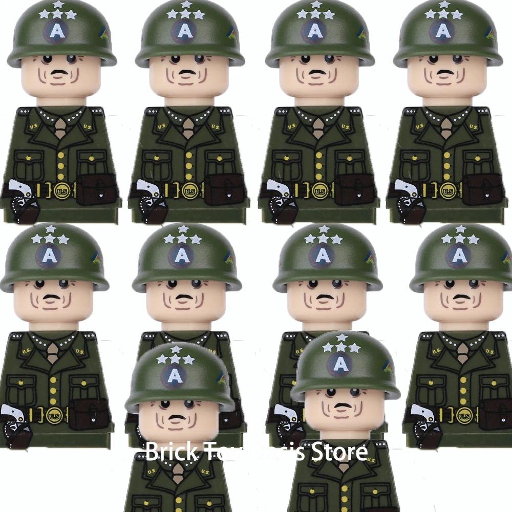 MOC WW2 Military War Weapon Soldier Accessories Building Blocks Roadblock Motorcycle Weapon Case Container Weapon Bag Brick Toy